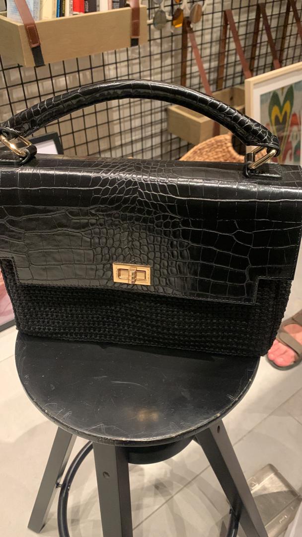 Black leather purse bag