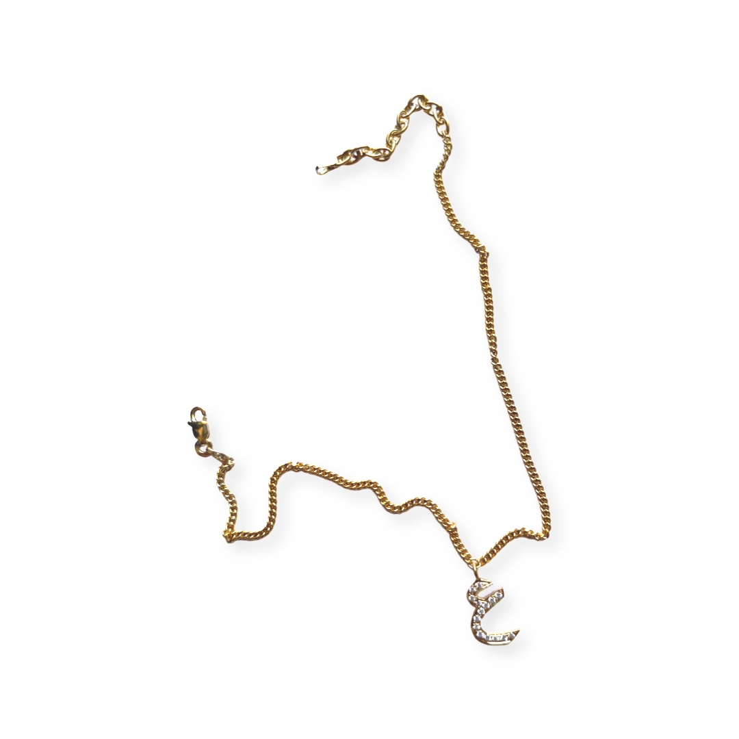 Arabic Letter Chain Anklet Gold-Plated